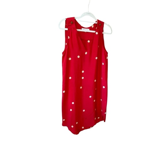 Amanda Uprichard Red Sleeveless Dress with Cream Dots - Picture 3 of 7